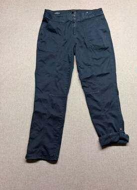 White House Black Market WHBM Mid Rise Straight Crop Utility Pants Black 10R